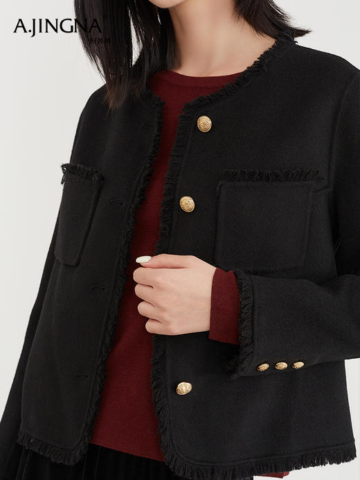 【商城同款】阿菁娜法式复古百搭绵羊毛外套F30D211065 商品图4