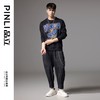 PINLI品立2024秋季新款男装圆领宽松落肩字母卡通烫钻套头卫衣潮BG243109032 商品缩略图1