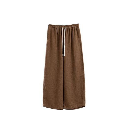 绽放旅行女装625朵/流浪裤重磅粗纺进口双色色织直筒系带休闲长裤 商品图4