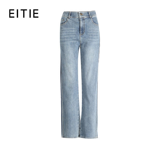 EITIE爱特爱休闲舒适通勤直筒高腰显瘦百搭牛仔裤秋季新款7905614 商品图5