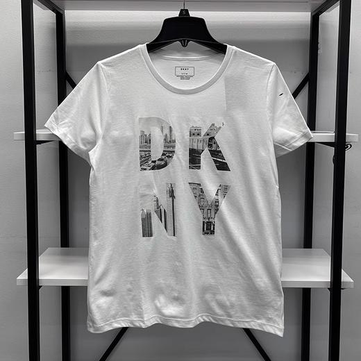 DKNY/唐可娜儿 女士纯棉日常休闲纯色正面logo印花圆领短袖T恤 商品图0