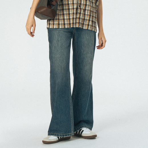 714street潮牌水洗牛仔裤男秋冬款休闲长裤男士美式宽松喇叭裤 商品图2