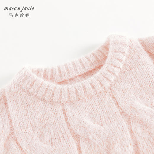 马克珍妮女童立体绞花仿貂毛毛衣儿童针织衫2024年秋冬新品241773 商品图4