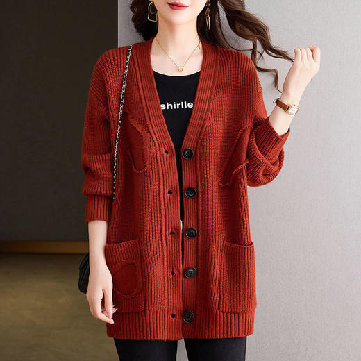 TZW-CC26洋气毛衣开衫外套针织宽松大码外披 商品图3