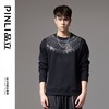 PINLI品立秋季新款男士圆领宽松金属烫片套头卫衣BG243109035 商品缩略图0