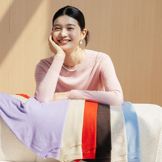 绽放699朵/贴心打底衫*半精纺羊毛针织套头毛衣圆领轻薄毛衫 商品图0