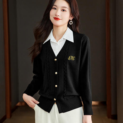 CC-66-5821衬衫女士春秋季2024年新款别致洋气时尚假两件针织衫上衣长袖衬衣 商品图1