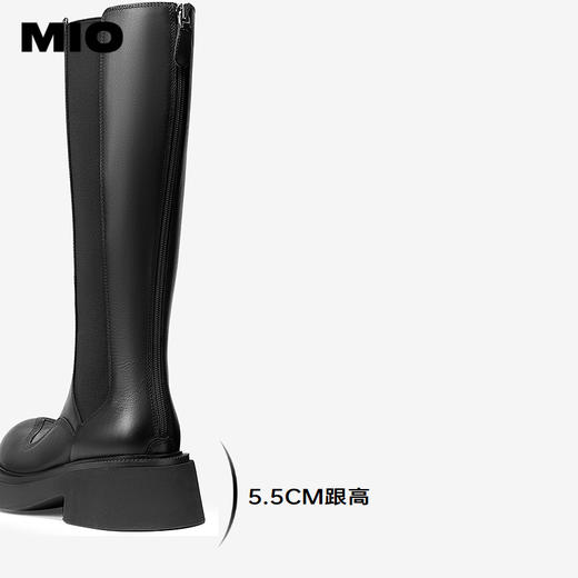 MIO米奥冬季牛皮革骑士靴增高厚底瘦瘦靴质感高级靴子女M245833173 商品图4