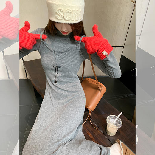 <曾小咸推荐>新品现货秒杀！卖完下架不再补！微信粉丝打折价！设计感修身显瘦a字灰色连衣长裙 日常159.99 立减70 秒杀89.99！！ 商品图1