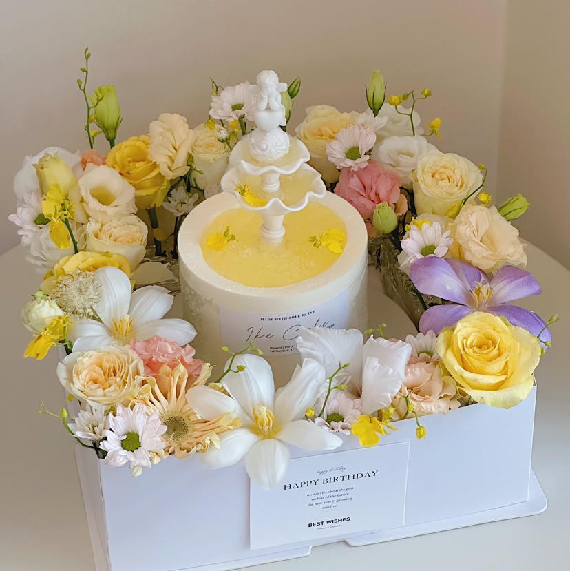 许愿池的秋 | 多比尼花园（鲜花不一定能买到一样的，按色系搭配）