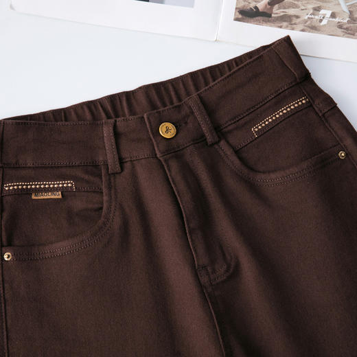 MYX-BFZY-3627-L时尚直筒休闲裤女2024年秋冬款高腰修身宽松显瘦阔腿裤大码长裤 商品图3