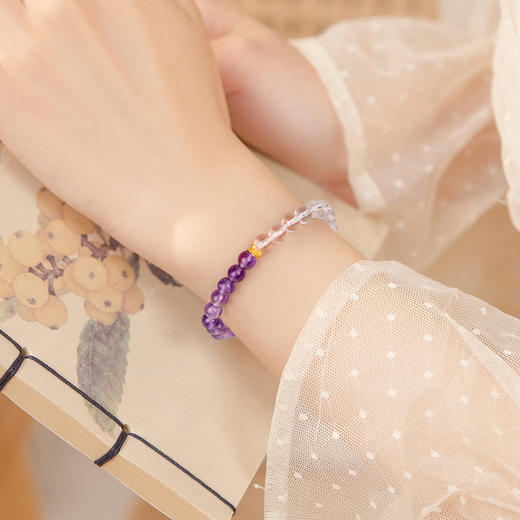 珠事吉祥 原创精品6mm天然白水晶/紫晶/南红手串 商品图2