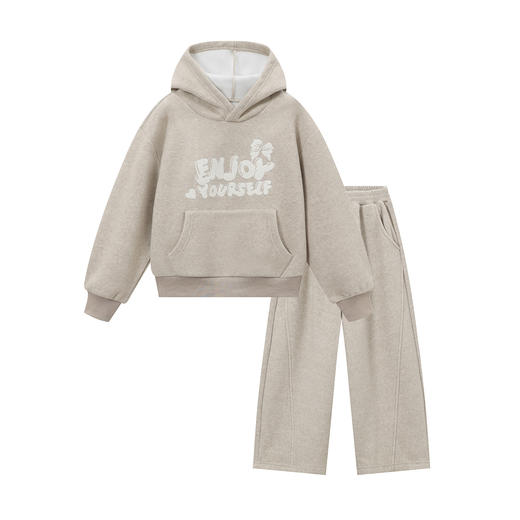 笛莎Deesha 童装女童2024冬季新款连帽阔腿裤毛巾绣套装 商品图0