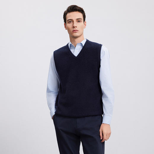 【V领无袖羊绒背心】羊绒世家秋冬男士新品100%山羊绒针织马甲套衫 商品图0
