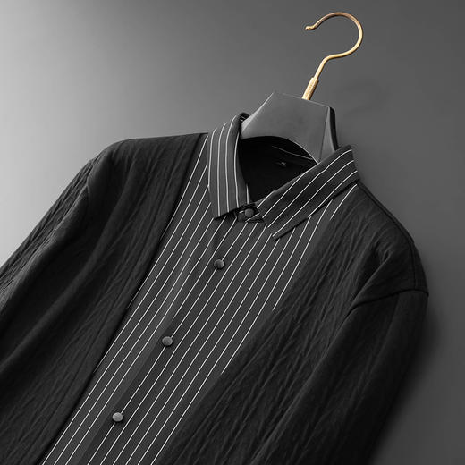 【假两件】【新款DDA】大依优型大码男士假两件开衫长袖T恤商务休闲上衣加肥加大胖子舒适 商品图2