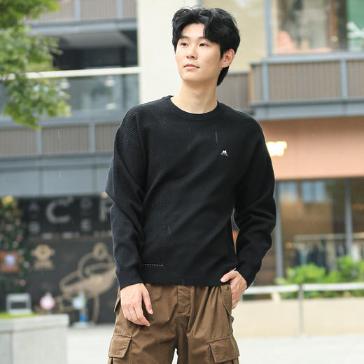 DRONKOO  2024 圆领左胸山峰刺绣两种针法长袖中厚毛衣 商品图1