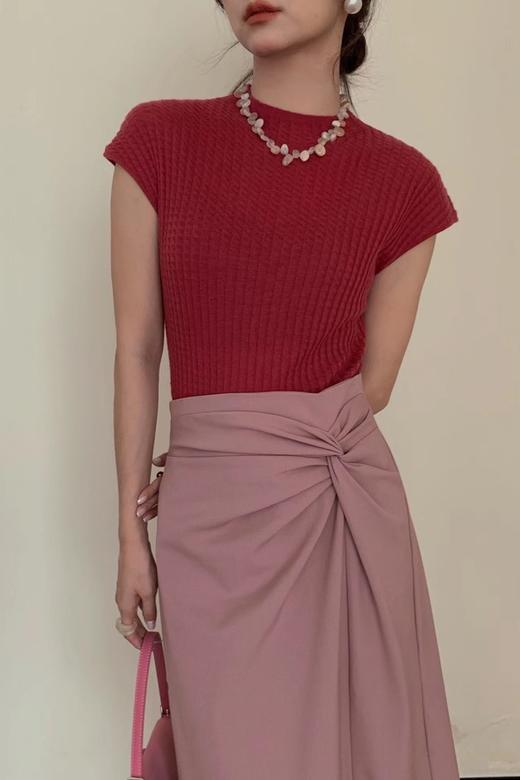 Le Malene 粉色设计感褶裥高腰半裙 18712 商品图5