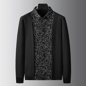 【假两件】【新款DDA】大依优型大码男士假两件开衫长袖T恤商务休闲上衣加肥加大胖子舒适