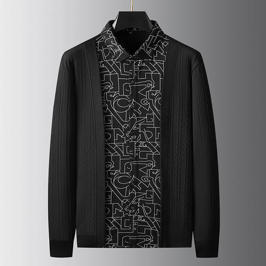 【假两件】【新款DDA】大依优型大码男士假两件开衫长袖T恤商务休闲上衣加肥加大胖子舒适 商品图0