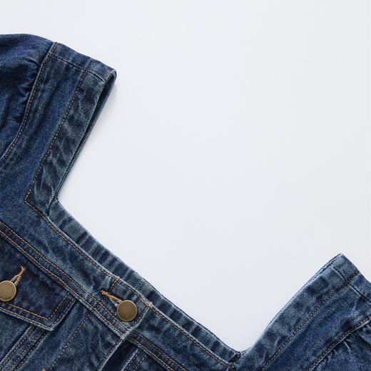 复古摩登辣妹水洗牛仔裙女设计感方领连衣裙短裙V2942141 商品图5