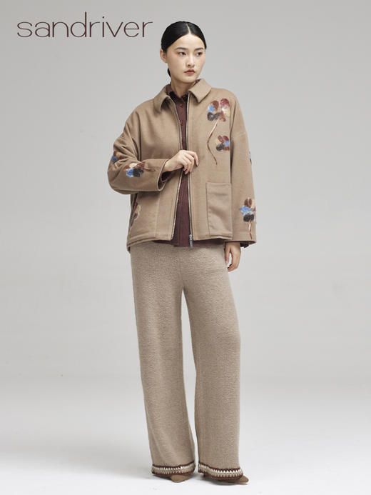 青海羊绒手钩相拼宽腿裤SJF96K310N 商品图5