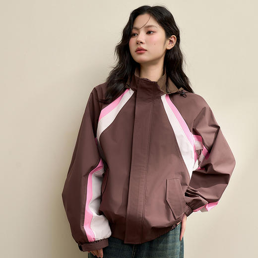 西遇美拉德防风外套女新款棕色美式复古运动风立领夹克D3442323 商品图4