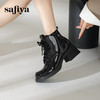 Safiya/索菲娅2024冬英伦风圆头侧拉链时尚漆皮粗高跟厚底马丁靴 SF44116253 商品缩略图2