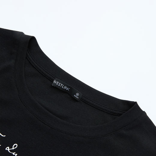 复古字母印花针织长袖连衣裙女早春中长款修身T恤裙V3442366 商品图5