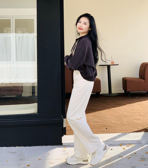 【百图 lulu定制】【超辣长腿裤】全棉 直筒阔腿牛仔裤 宽松直筒裤 商品图10