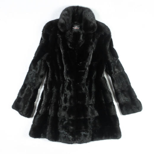 SIM GRACE 优雅夫人 进口水貂休闲中长款高端大气立领横排工艺气质外套 商品图3