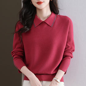 CC-5-6070秋冬季翻领针织打底衫女妈妈新款蝙蝠衫上衣宽松大码遮肚毛衣内搭