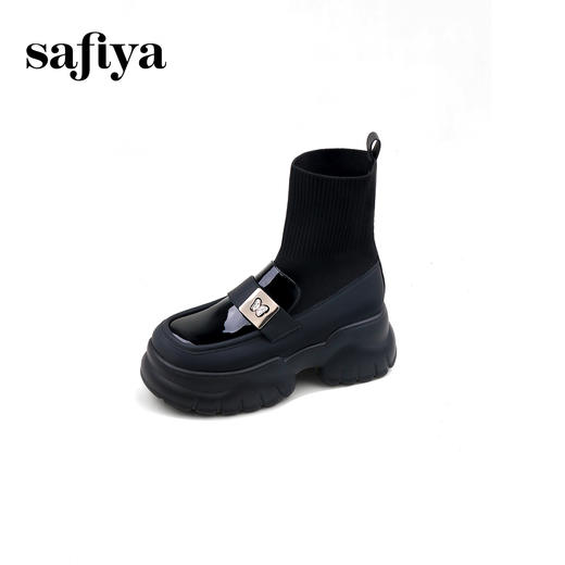 Safiya/索菲娅2024冬潮酷透气厚底轻便不累脚增高百搭弹力中筒靴 SF44116217 商品图5
