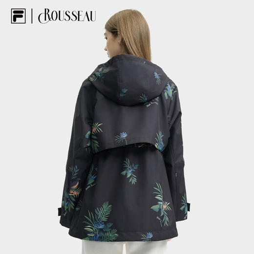 【斐乐】FILA x 卢梭 斐乐女士梭织外套2024冬季新款休闲满印宽松连帽风衣 商品图1