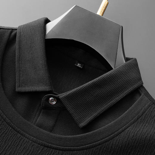 【假两件】【新款DDA】大依优型大码男士假两件长袖T恤商务休闲上衣加肥加大胖子舒适 商品图4