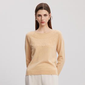 【圆领提花羊绒衫】羊绒世家秋冬新品女士100%山羊绒内搭保暖毛衣