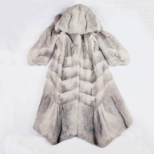 SIM GRACE 优雅夫人 女士欧美韩版中长款女时尚十字水貂外套保暖连帽大衣 商品图3