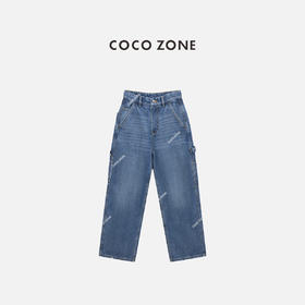 COCO ZONE 100棉复古做旧牛仔裤显瘦直筒裤CC1C1637