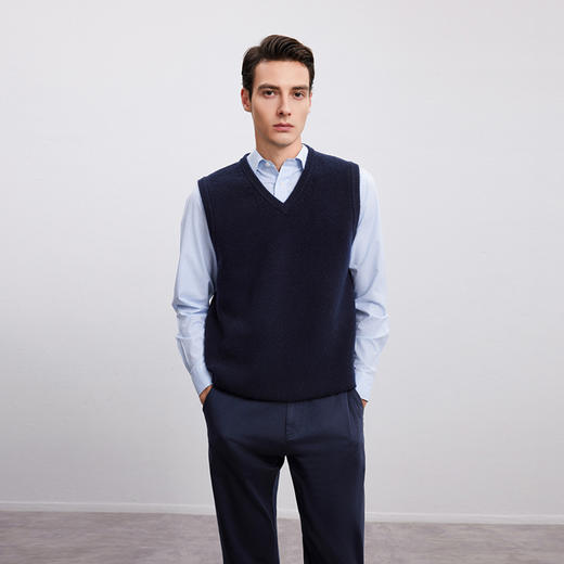【V领无袖羊绒背心】羊绒世家秋冬男士新品100%山羊绒针织马甲套衫 商品图1