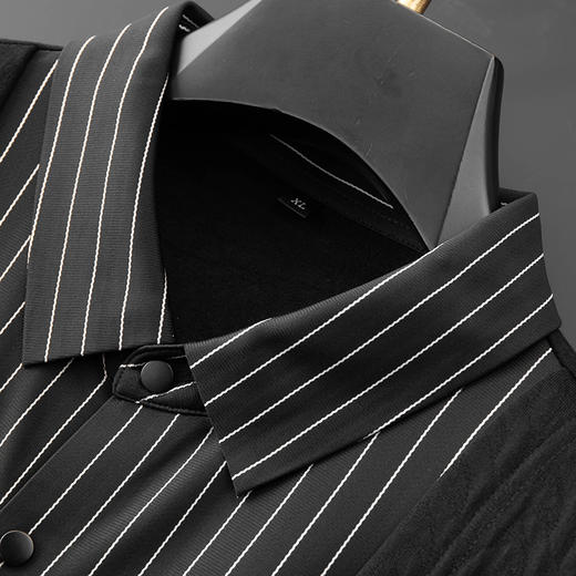 【假两件】【新款DDA】大依优型大码男士假两件开衫长袖T恤商务休闲上衣加肥加大胖子舒适 商品图4