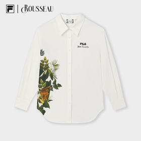 【斐乐】FILAx 卢梭 斐乐女梭织长袖衬衫杨幂同款2024冬新款宽松丛林印花上衣