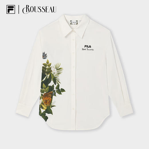 【斐乐】FILAx 卢梭 斐乐女梭织长袖衬衫杨幂同款2024冬新款宽松丛林印花上衣 商品图0