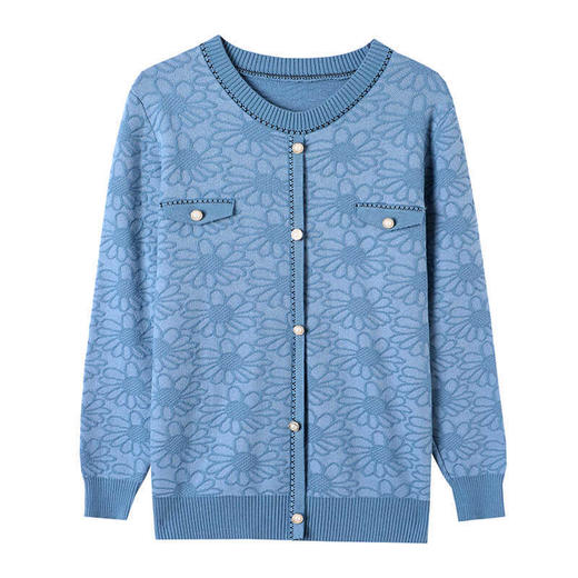 CC-22-136小香风针织衫女秋季设计感绣花上衣2024年秋洋气长袖妈妈打底毛衣 商品图4