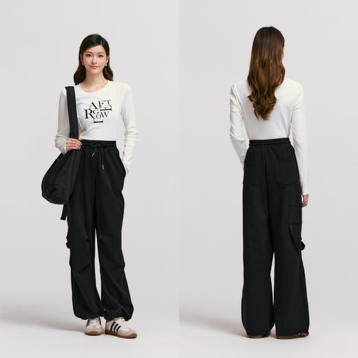森马休闲裤女纯色宽松阔腿裤潮酷百搭冬季抽绳工装裤ins潮流女生 商品图3