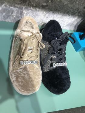 【云粉节】BF楼westory秋冬新款羊毛平底系带毛毛鞋