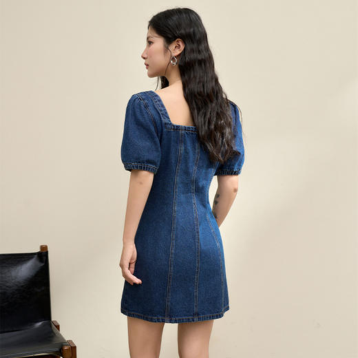 复古摩登辣妹水洗牛仔裙女设计感方领连衣裙短裙V2942141 商品图4