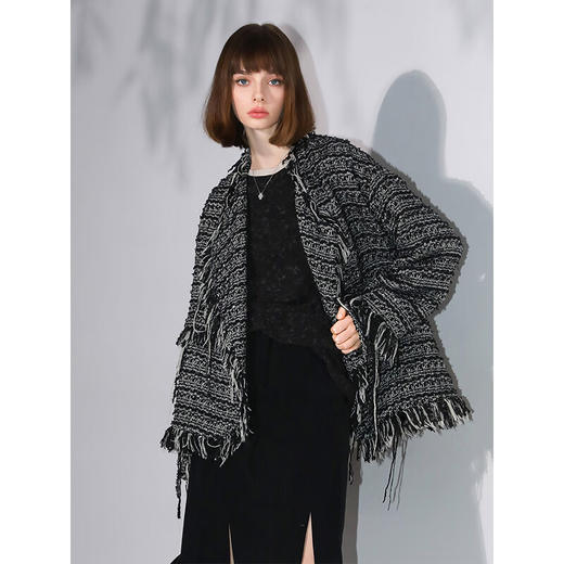 COCOBELLA小香风亮片花式纱手工流苏外套气质毛呢外套SC3006 商品图3