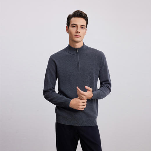 【半高领羊毛套衫】24年秋冬男士新品100%羊毛内搭针织保暖毛衣 商品图0
