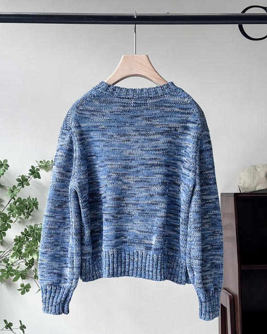 单品包邮现货 THS 9.21-无 RL家马球家 波斯宝石蓝PRL有机棉混纺花纱嵌花宽松针织衫 BM3172 商品图14