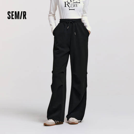 森马休闲裤女纯色宽松阔腿裤潮酷百搭冬季抽绳工装裤ins潮流女生 商品图1