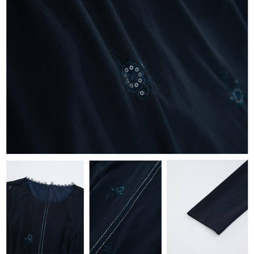 司歌弹力刺绣长袖连衣裙A901313X 商品图4